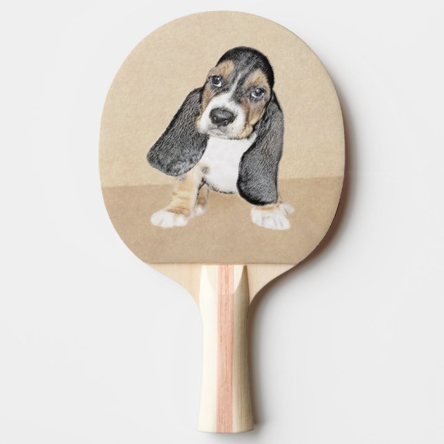 Puppy-Malerei im Basset-Hund - Original Hundeschic Tischtennis Schläger (Vorderseite)