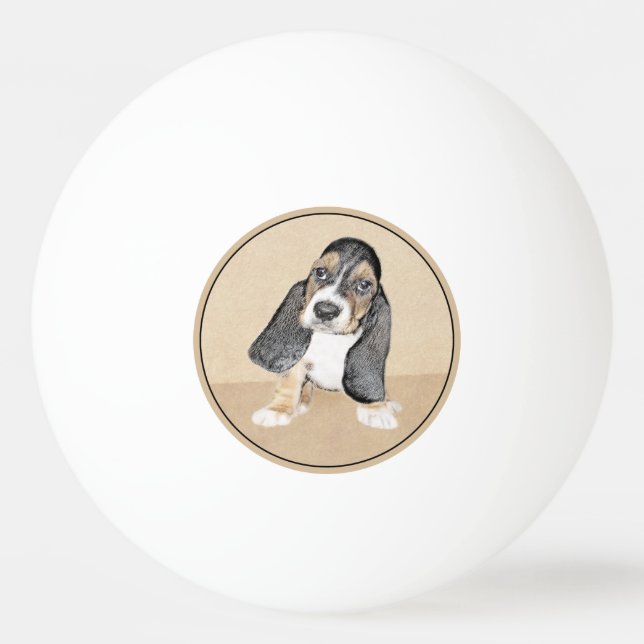 Puppy-Malerei im Basset-Hund - Original Hundeschic Tischtennisball (Vorderseite)