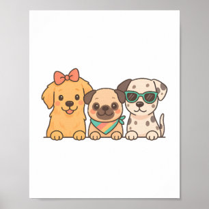 Puppy Pals - Niedliches Hundtrio im Pastelstil Poster