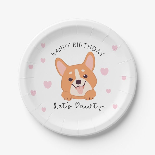 Puppy Paper Tellers Lasse Pawty Party Tableware Pappteller (Vorderseite)