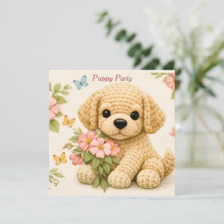 Puppy-Party Individuelle Florale Butterfly Einladung