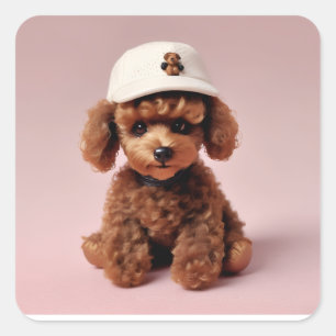 Puppy Party Pop” – Heliumballon Quadratischer Aufkleber