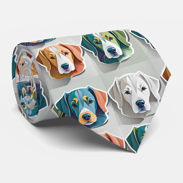 Puppy Pattern Neck Tie Krawatte (Gerollt)
