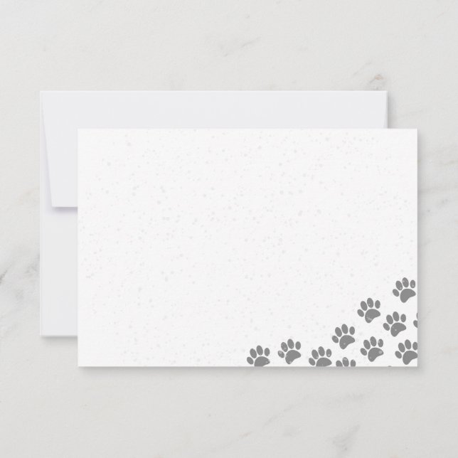 Puppy Paw Prints And Gray Paint Splatter Custom Mitteilungskarte (Rückseite)