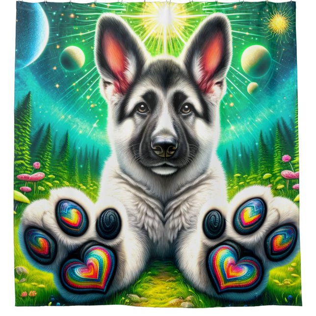 Puppy Paws Duschvorhang (Vorderseite)