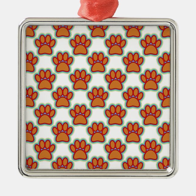 Puppy Paws Silbernes Ornament (Vorne)