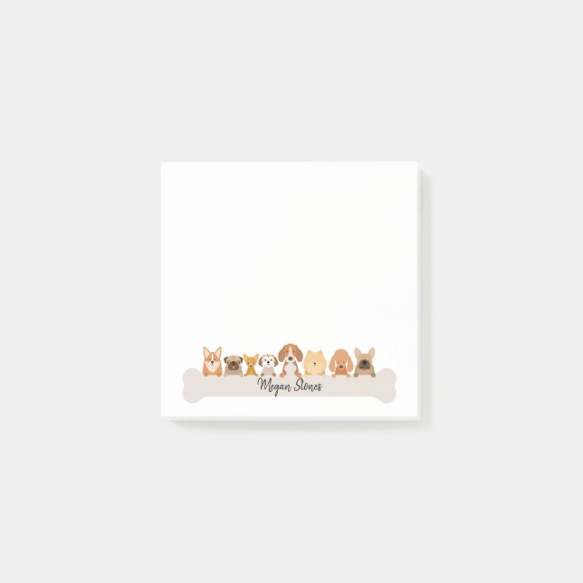 Puppy Post It Notes Niedlich Doggy Notepad Post-it Klebezettel (Vorderseite)