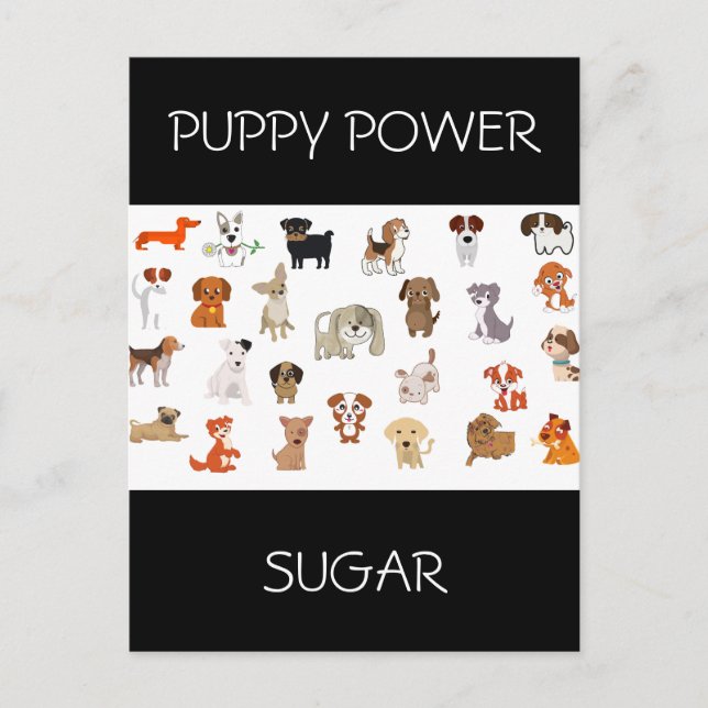 "PUPPY POWER" Postkarte mit individuelle Name von  (Vorderseite)