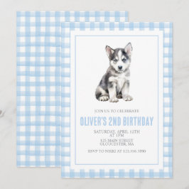 Puppy preppy plaid birthday einladung