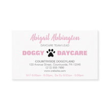 Puppy Run Pink Dogggy Daycare Business Card