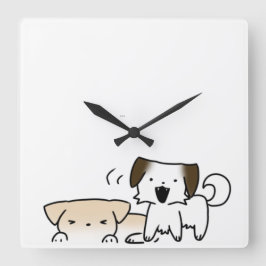 Puppy’s klok quadratische wanduhr