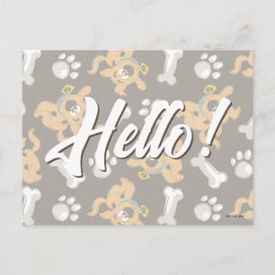 Puppy Scooby Doo Bone & Paw Print Pattern Postkarte