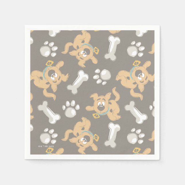 Puppy Scooby Doo Bone & Paw Print Pattern Serviette (Vorderseite)