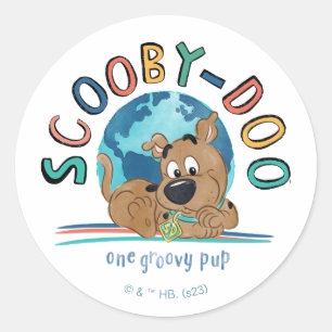 Puppy Scooby-Doo "One Groovy Pup" Runder Aufkleber