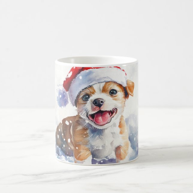 Puppy-Spiel mit Weihnachtsmannmütze Kaffeetasse (Mittel)