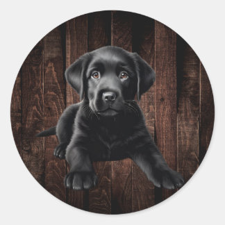 Puppy-Sticker im schwarzen Labor Runder Aufkleber