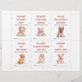 Puppy Valentine’s Day Cards for Kids Classroom Briefbogen