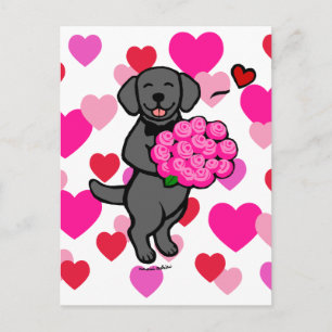 Puppy Valentine's Day-Karte des Black Lab Feiertagspostkarte