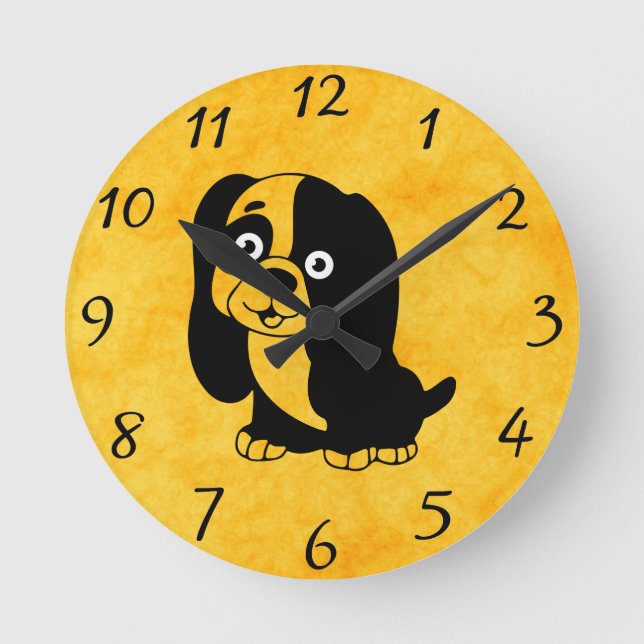 Puppy-Wall-Uhr Runde Wanduhr (Vorderseite)