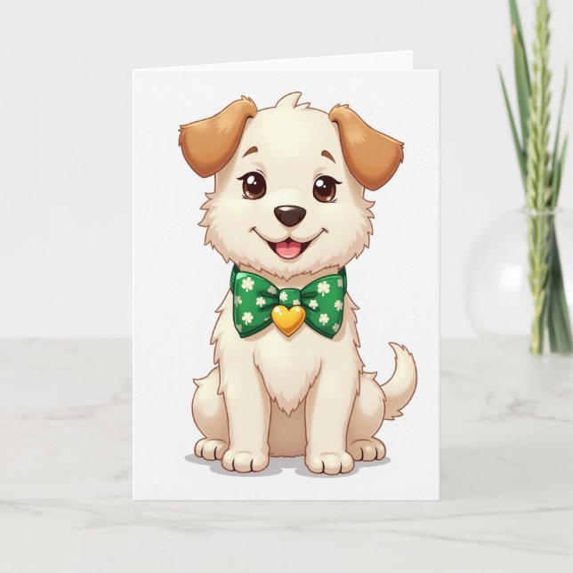 Puppy With Bow Card Karte (Vorderseite)