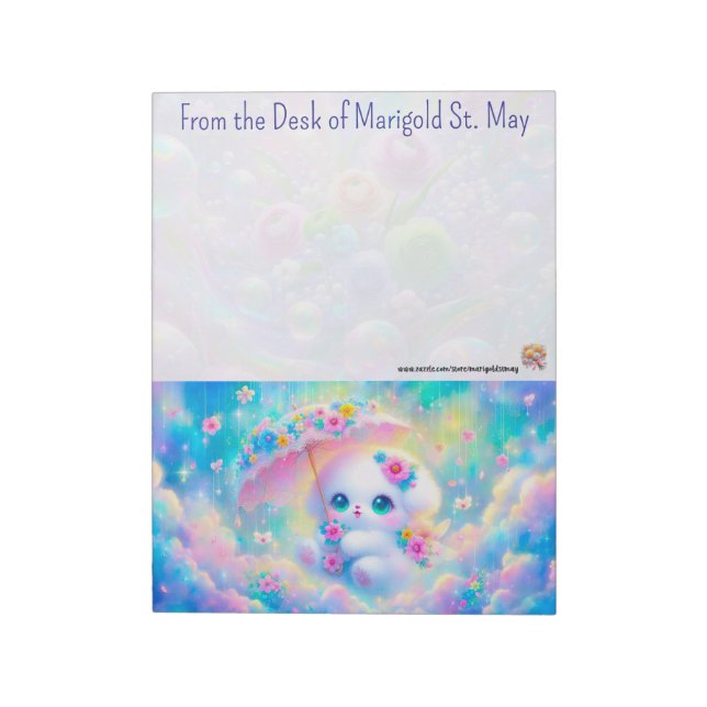 Puppy with Umbrella Notepad Notizblock (Rotiert)