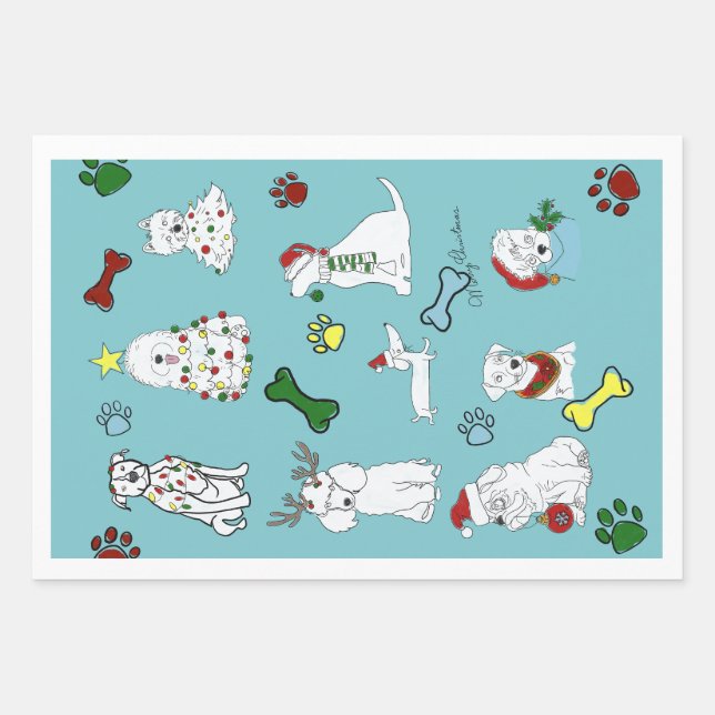 PUPPY XMAS WRAPPING PAPER SET  GESCHENKPAPIER SET (Vorderseite)
