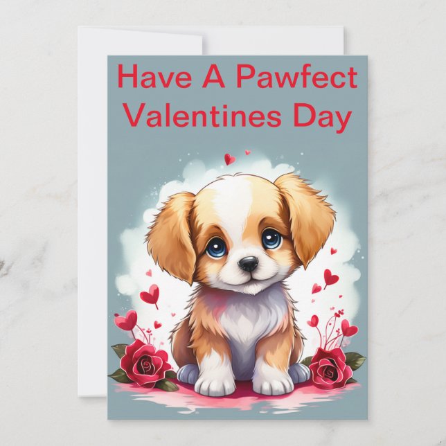 Puppy zum Pawfect Valentinstag, Feiertagskarte (Vorderseite)