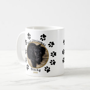 Puppy's First Christmas Paw Print Dog Foto Kaffeetasse