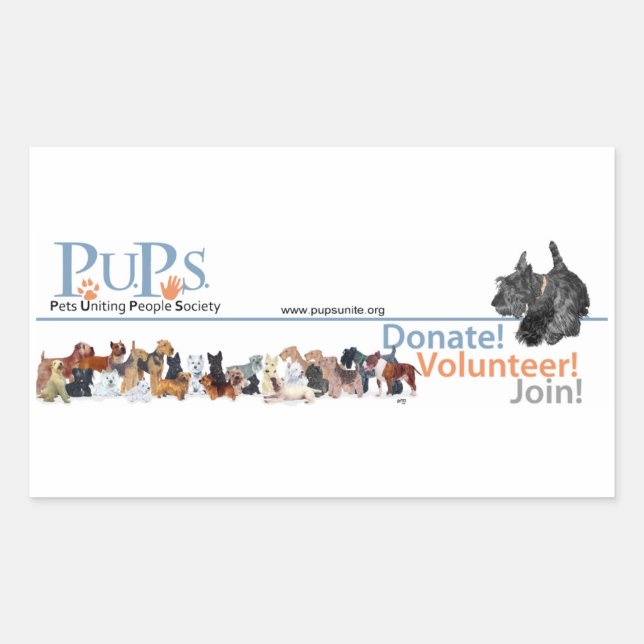 PUPs Logo Aufkleber mit Scottie (Vorderseite)