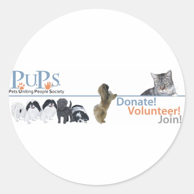 PUPs Logo-Waren Runder Aufkleber (Vorderseite)