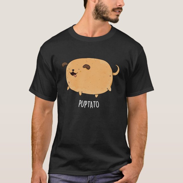 Puptato Funny Puppy Potato Puppe Dark BG T-Shirt (Vorderseite)