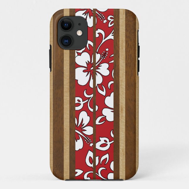 Pupukea Hibiskus Hawaiian Surfboard iPhone 5 Hülle (Rückseite)