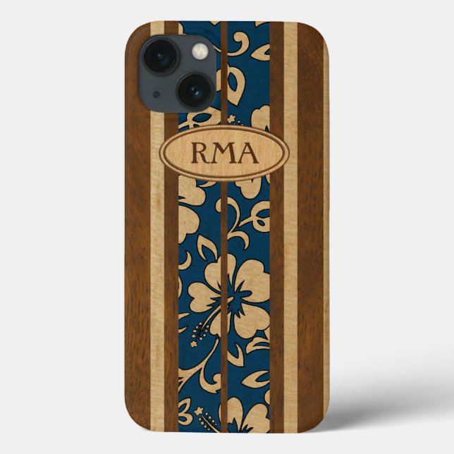 Pupukea Vintag Hawaiian Monogram Imitate Wood Surf Case-Mate iPhone Hülle (Rückseite)