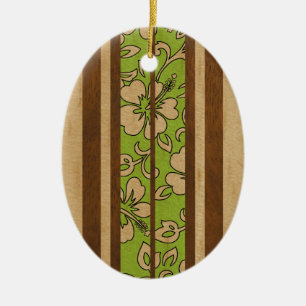 Pupukea Vintage Hawaiian Faux-Holz-Surfbrett Keramikornament