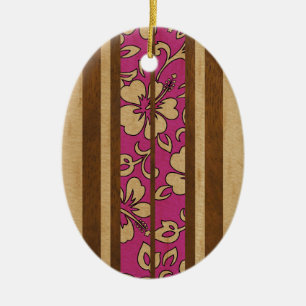 Pupukea Vintage Hawaiian Faux-Holz-Surfbrett Keramikornament