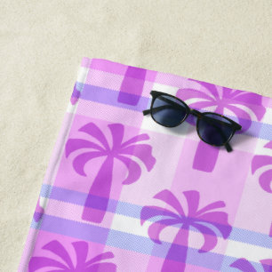 Pupule Hawaiian Vintag Palm Tree Kariert Lila Strandtuch
