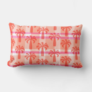Pupule Hawaiianisches Vintage-Palmenbaum-Karo Lendenkissen