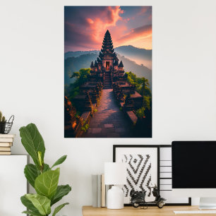 Pura Senja Bali - „Balinesischer Tempel bei Sonnen Poster