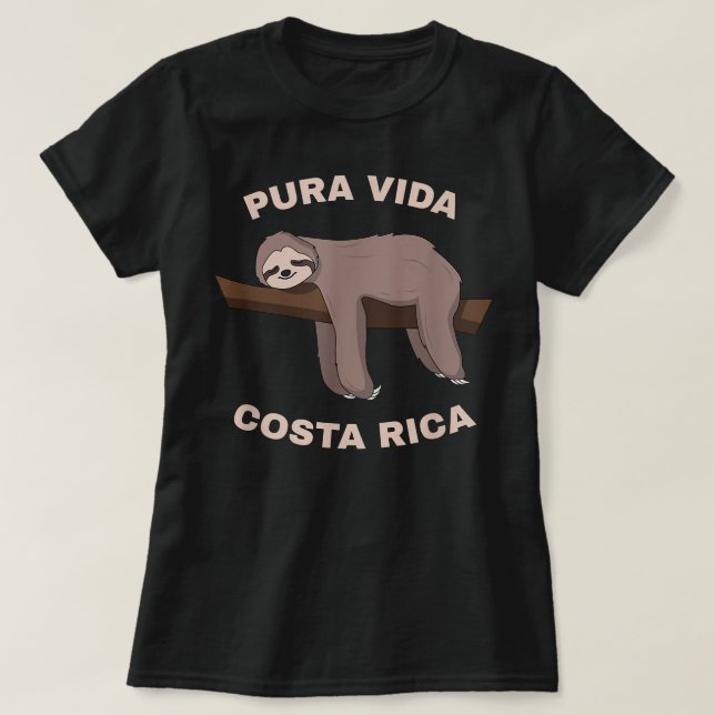 Pura Vida Costa Rica - Cool Costa Rica Sloth T-Shirt (Design vorne)