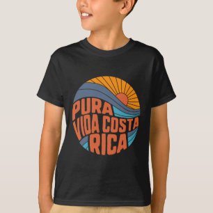 Pura Vida Costa Rica Retro Sonnenuntergang Surfen T-Shirt