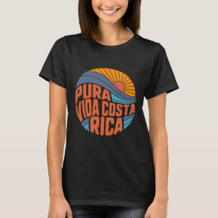 Pura Vida Costa Rica Retro Sonnenuntergang Surfen T-Shirt