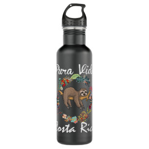Pura Vida Costa Rica Sloth Surfing Sleepy Summer V Edelstahlflasche