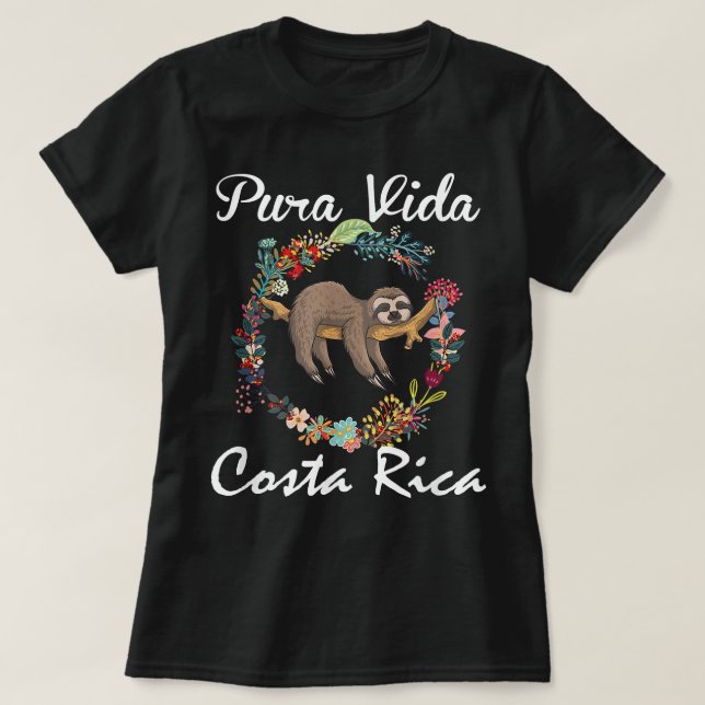 Pura Vida Costa Rica Sloth Surfing Sleepy Summer V T-Shirt (Design vorne)