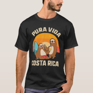 Pura Vida Costa Rica Sloth Surfing Sleepy Summer V T-Shirt