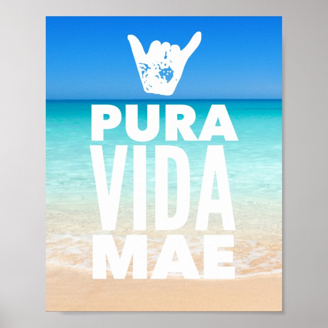 Pura Vida Mae Shaka Sign Costa Rica Surfing Poster (Vorne)