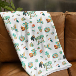 Pura Vida | Niedliches Illustriertes Costa Rica Fleecedecke