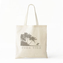 Pura vida palm tree surfers Costa Rica tote Bag