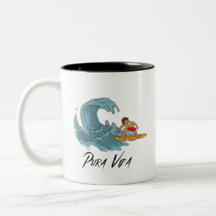 Pura Vida Surfen Costa Rica Zweifarbige Tasse