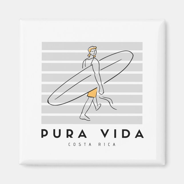 Pura Vida Surfer Costa Rica Souvenir Magnet (Vorne)