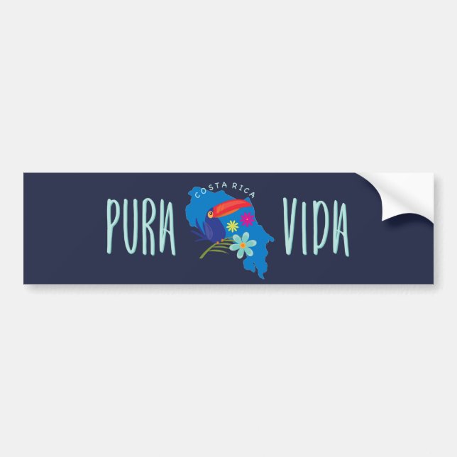 Pura Vida Toucan Costa Rica Bumper Autoaufkleber (Vorne)